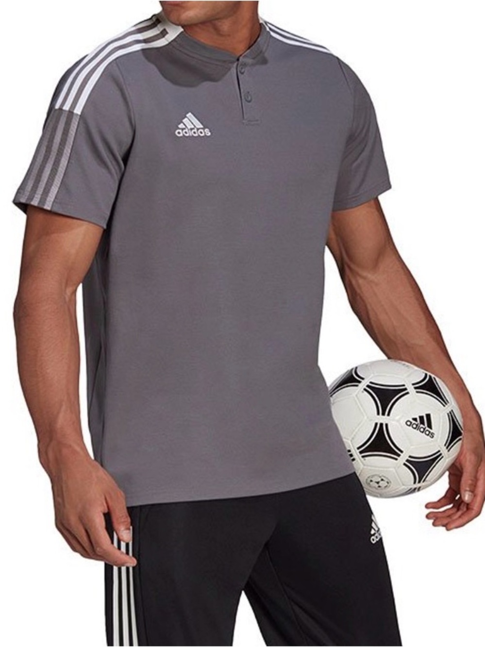 Adidas Men's Tiro 21 Polo Shirt – Team Grey Four / White Size Medium NWT